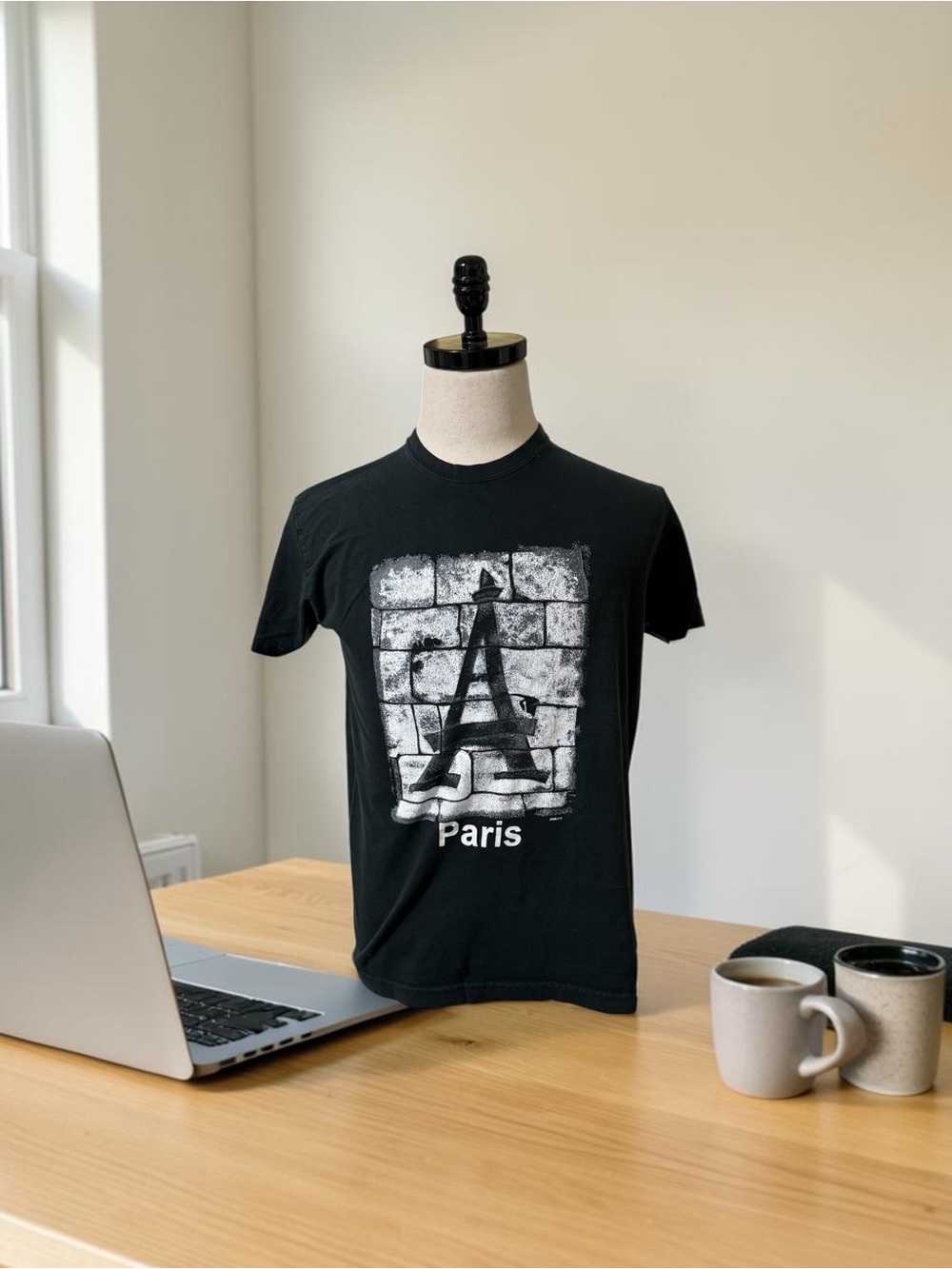 Vintage Sol's Paris Eiffel Tower‎ France T-Shirt SZ MED Black